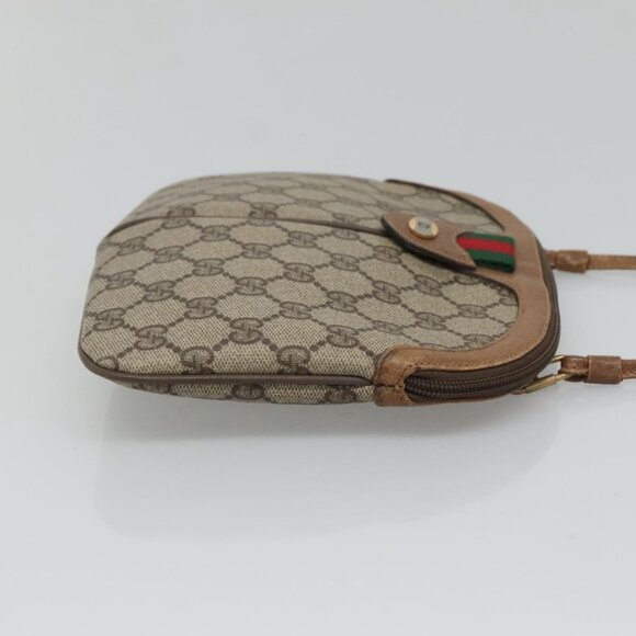 GUCCI GG Supreme Web Sherry Line Shoulder Bag PVC Beige - Picture 4 of 16